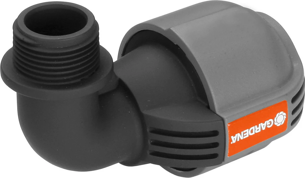 L-lidhës GARDENA 25 mm x 3/4" mashkull, zi/gri