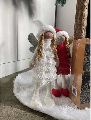 Figurinë dekoruese Krishtlindjesh Ruhhy 22342, zanë/engjëll me krahë me glitter, 40 cm, bardhë/argjend