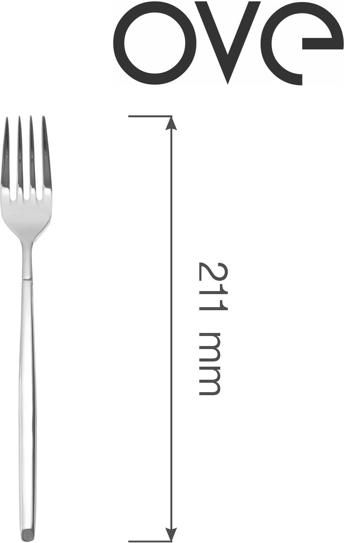 Pirun tavoline OVE Torino 211 mm çelik inox 18/10, set 12 copë, argjend