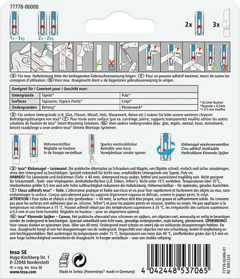 Gozhdë ngjitës tesa Powerstrips Klebenagel Leinwand, 2x 1 kg, për tapet dhe suva