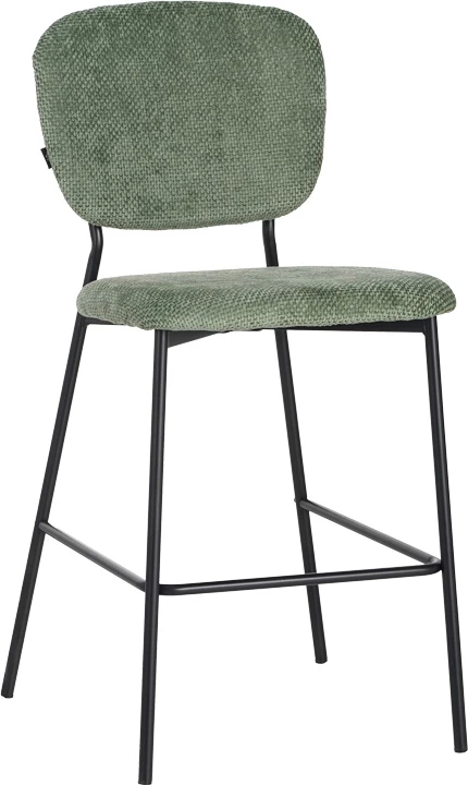 Karrige për bar Cathair, pëlhurë bouclé, ngjyrë e gjelbër, këmbë metalike të zeza, 48x54x100cm