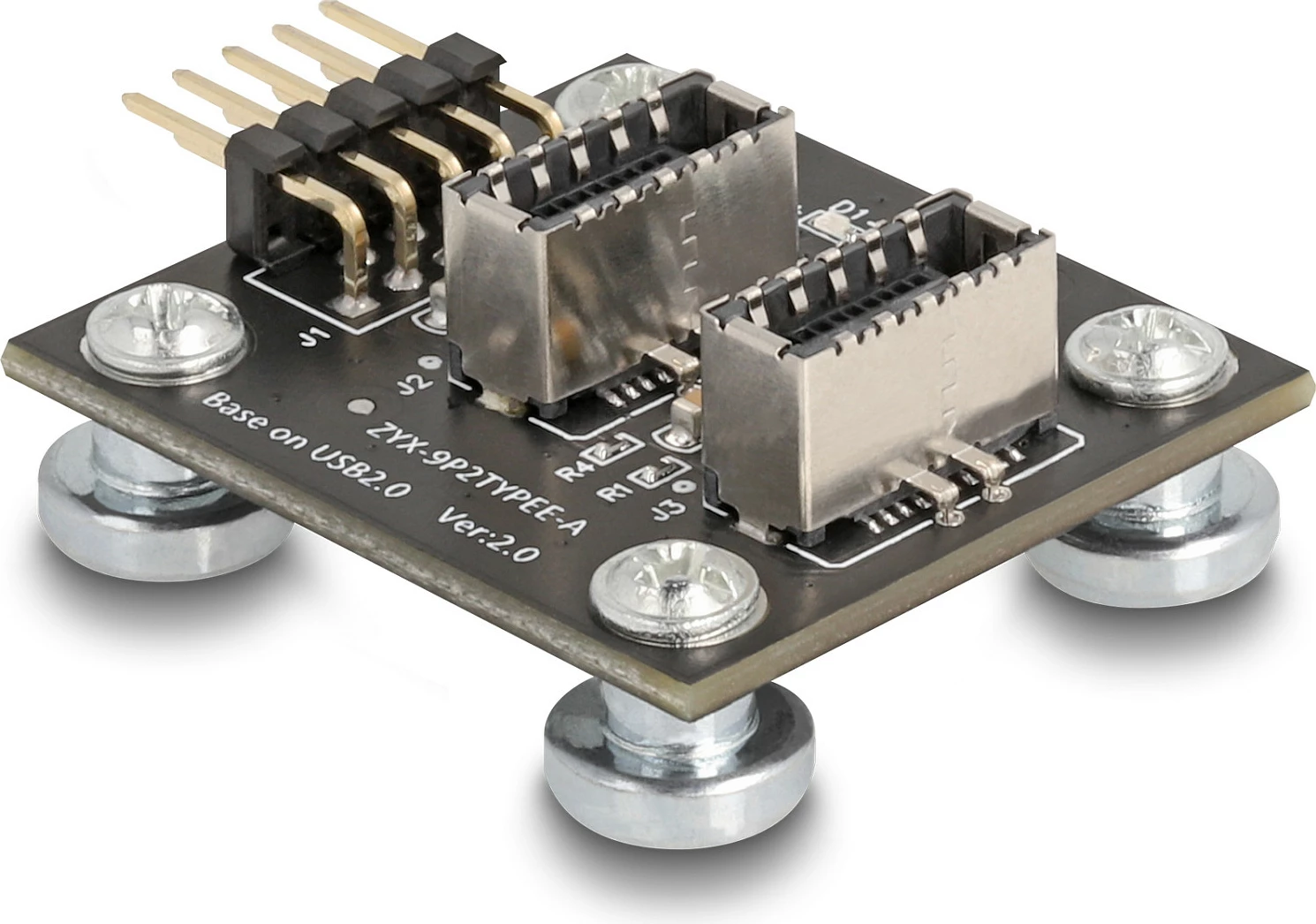 Adapter i brendshëm USB DeLOCK 67176, 9-pin header në 2x USB Type-E (Key A), 30 cm, i zi/hirtë