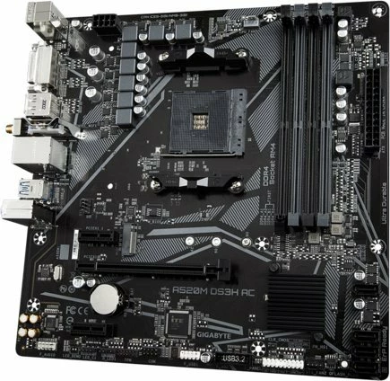 Pllakë amë Gigabyte A520M DS3H AC AM4 mATX, DDR4 128GB, Wi‑Fi 5 + Bluetooth