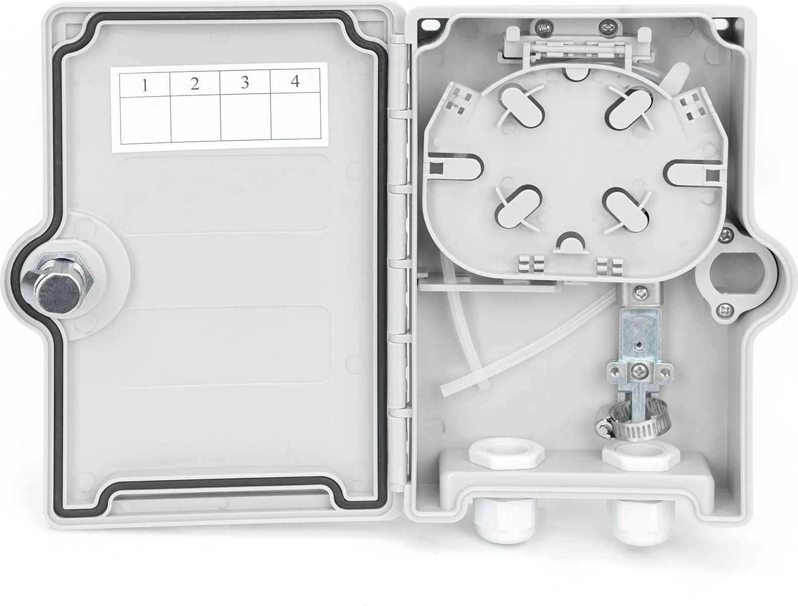 Kutia shpërndarëse FTTH Digitus, 2 porta SC/LC, IP65, 215x150x50mm, hiri