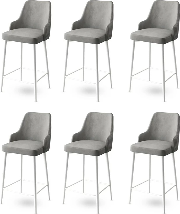 Set karrigesh për bar (6 copë), Hanah Home, Enox, gri dhe e bardhë
