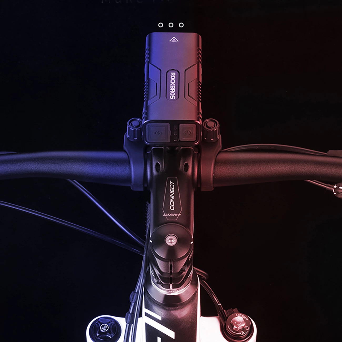 Dritë biçiklete Rockbros 24310002001 me powerbank 10000 mAh, 850 lm, e zezë