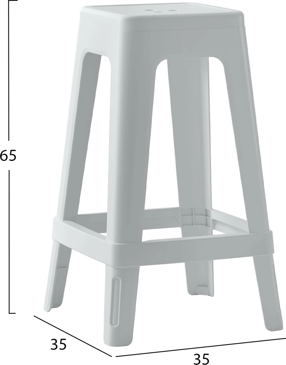 Karrige për bar katrore ZEB FH6128.01, ngjyrë e bardhë, 35x35x65 cm