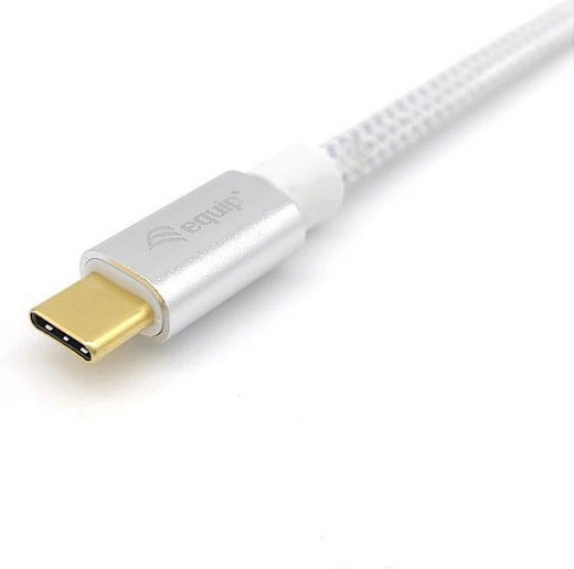 Kabëll USB C në USB C Equip USB 3.2 Gen 2, 1m, 100W, argjendtë/bardhë