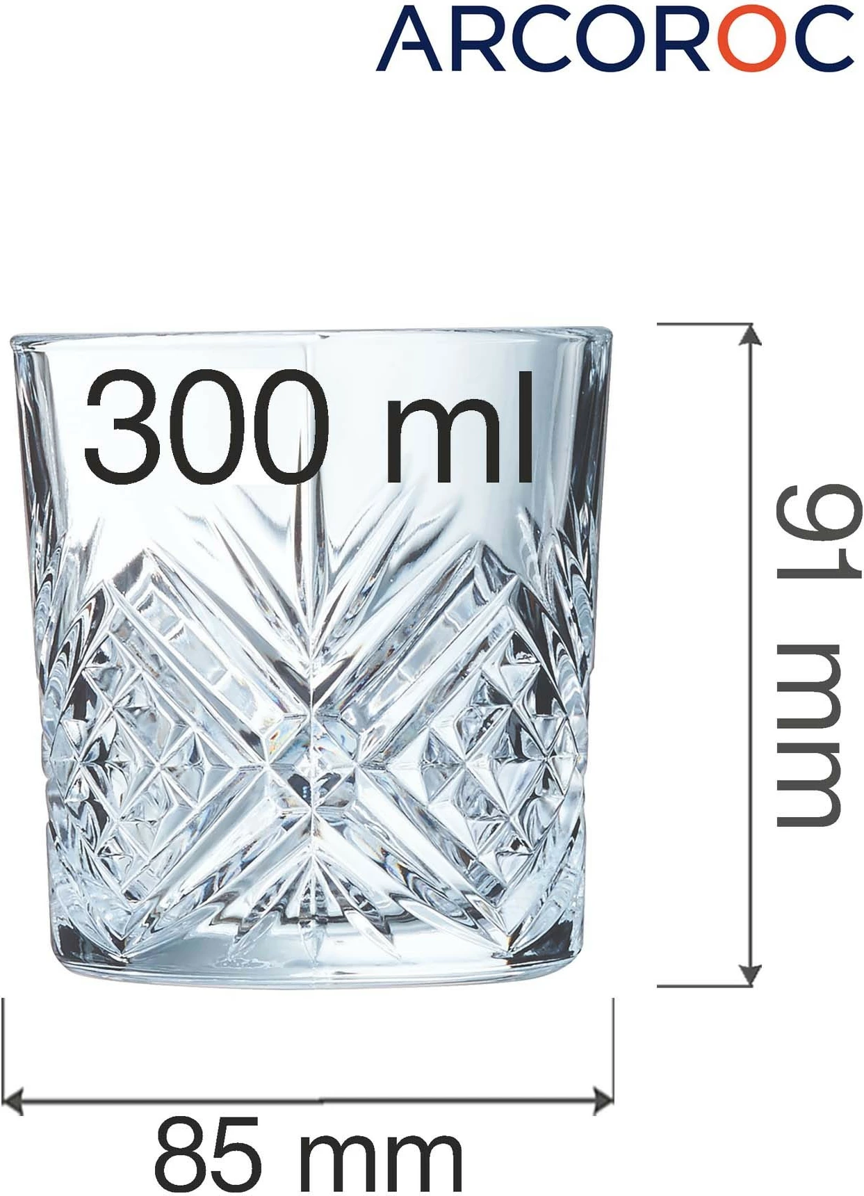 Gotë lowball Arcoroc Broadway 300 ml transparent, set 6 copë