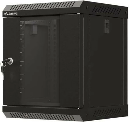 Kabinet RACK montim muri, Lanberg WF11-3306-10B, 10", 6U, 300x300 mm, derë xhami, IP20, ngjyrë e zezë