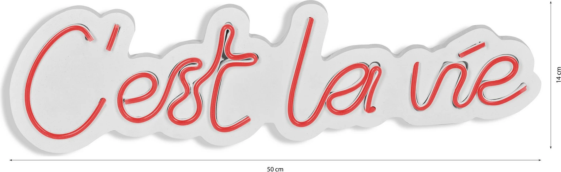 Dekor dritash LED plastike, 'C'est La Vie', ngjyrë e kuqe