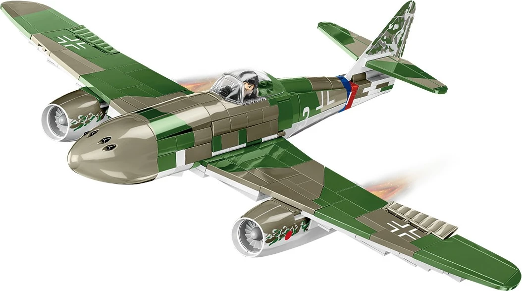 Set ndërtimi Cobi Klocki Messerschmitt Me262 A-1a, 390 pjesë, me figurë piloti, Jeshile/Gri