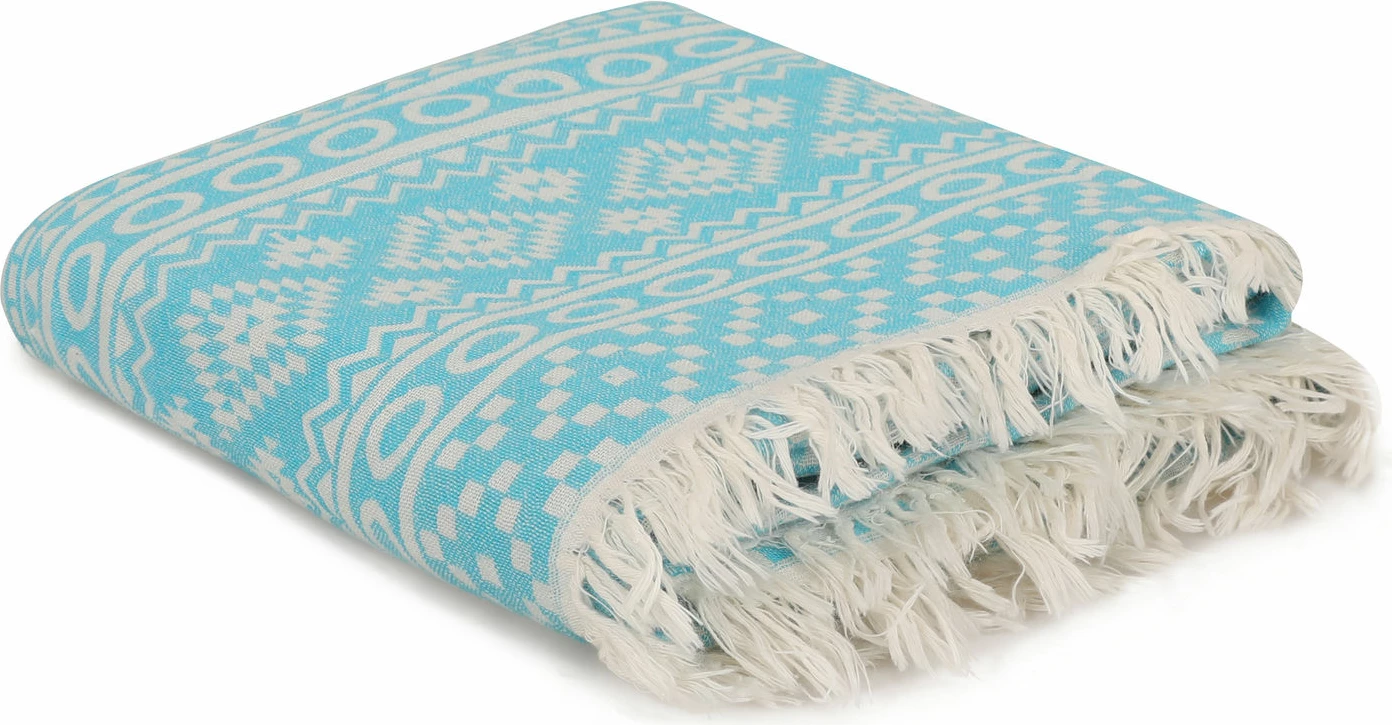 Peshqir plazhi Fouta, model qilimi, ngjyrë turquoise, Mijolnir, 90x170cm