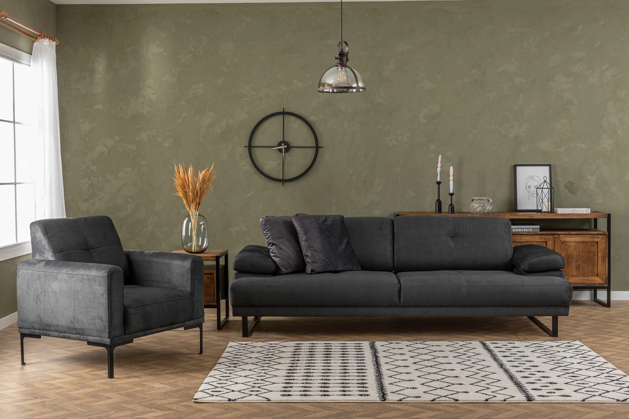 Divan-krevat 3 vendësh, Atelier del Sofa, Mustang, antracit