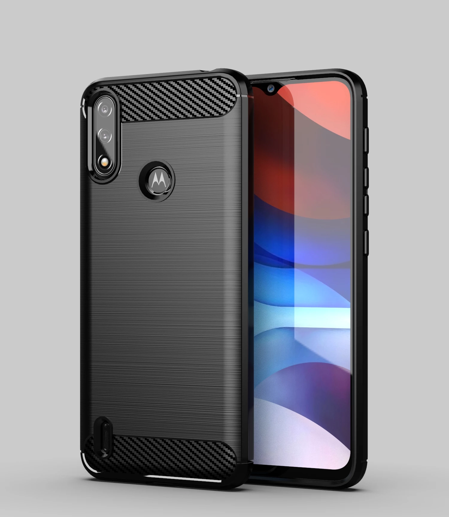 Mbështjellës Hurtel Carbon Case për Motorola Moto E7i Power, i zi