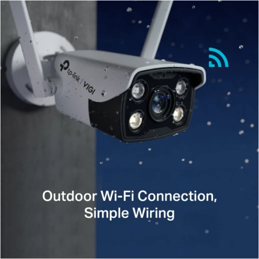 Kamerë sigurie Wi‑Fi bullet TP-LINK VIGI C340-W(4mm) 4MP 2560×1440, H.265+, IP66, microSD deri 256GB, bardhë/zi