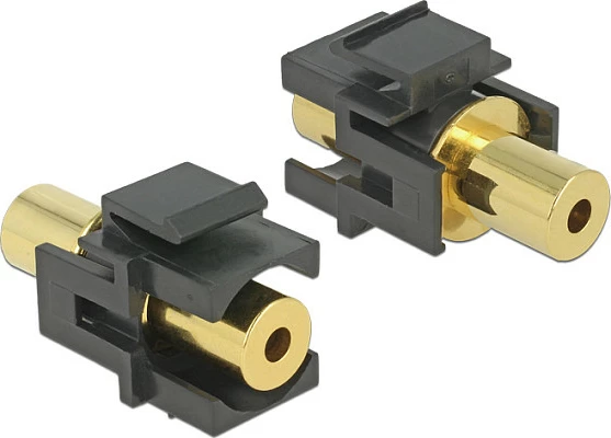 Adapter audio DeLOCK Keystone 2x 3.5mm femër-femër, kontakte të arta, zi/ari