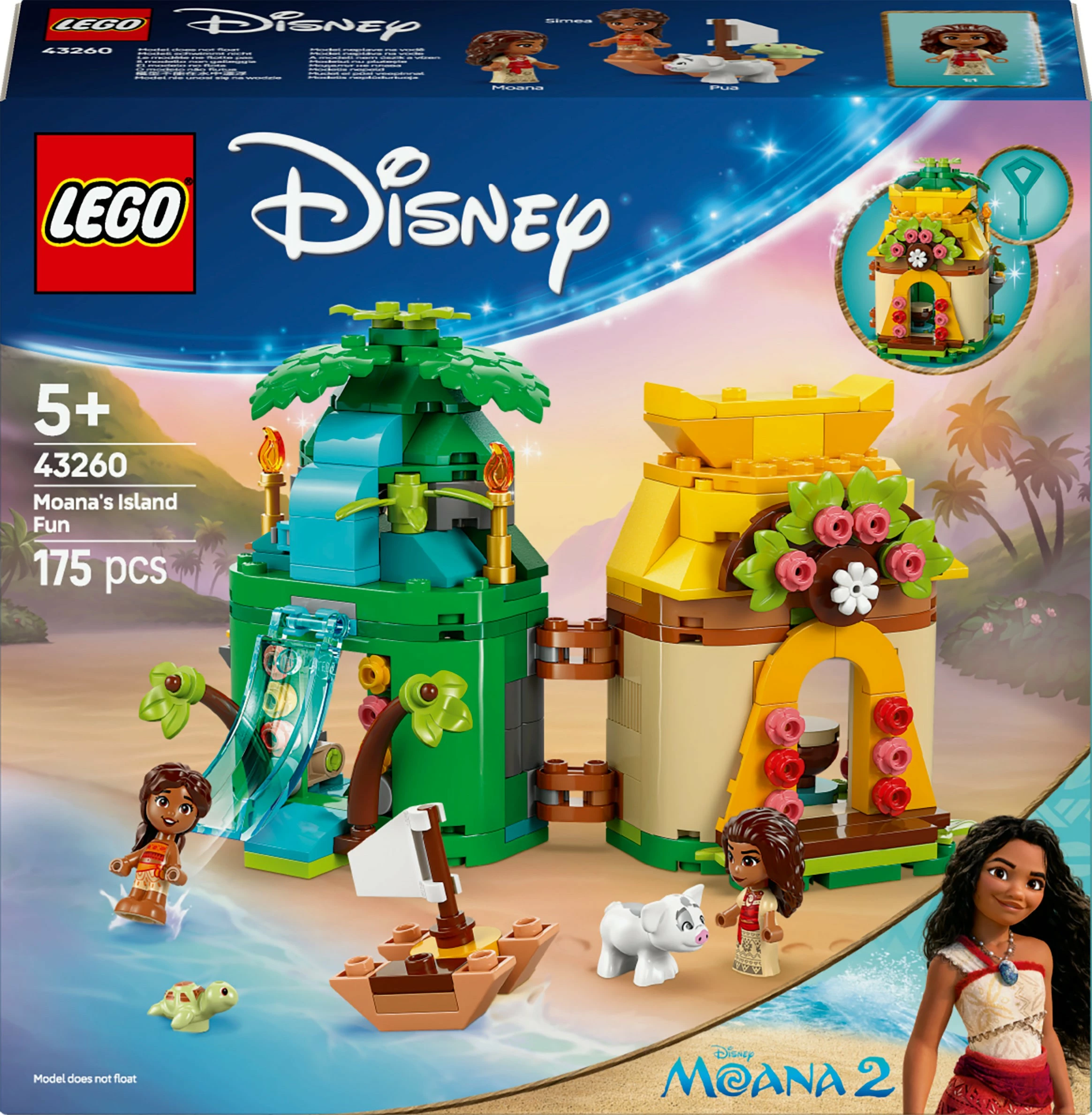 Set ndërtimi LEGO Disney 43260 Vaiana's Island Fun, 175 pjesë, multikolor