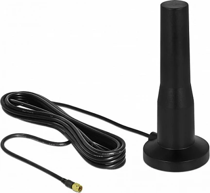 Antena LTE DeLOCK 12586, 5 dBi, SMA mashkull, kabllo 3 m, IPX5, e zezë