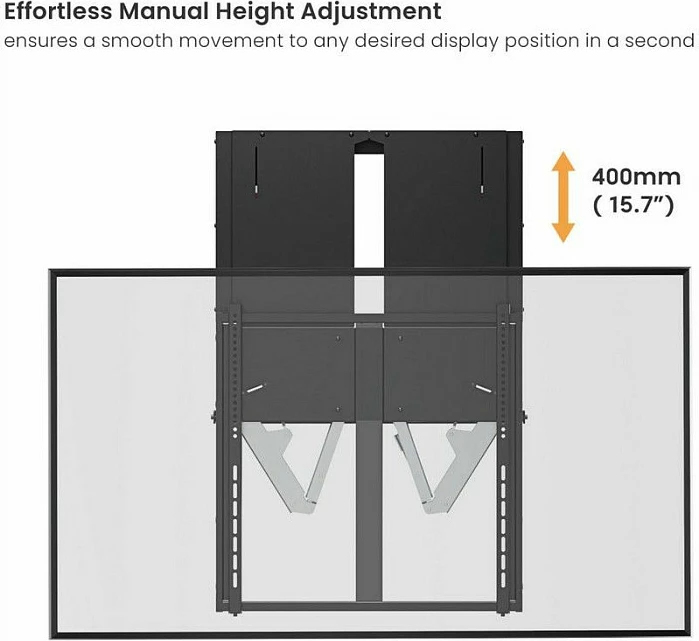 Mbajtëse muri për TV Equip, Up-Down 1 nyje, 60"-100", VESA 800x600, 90 kg, e zezë
