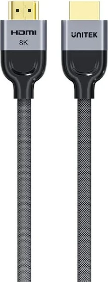 Kabllo HDMI UNITEK LUX OPLOT 2.1, 1.5m, Gri 2