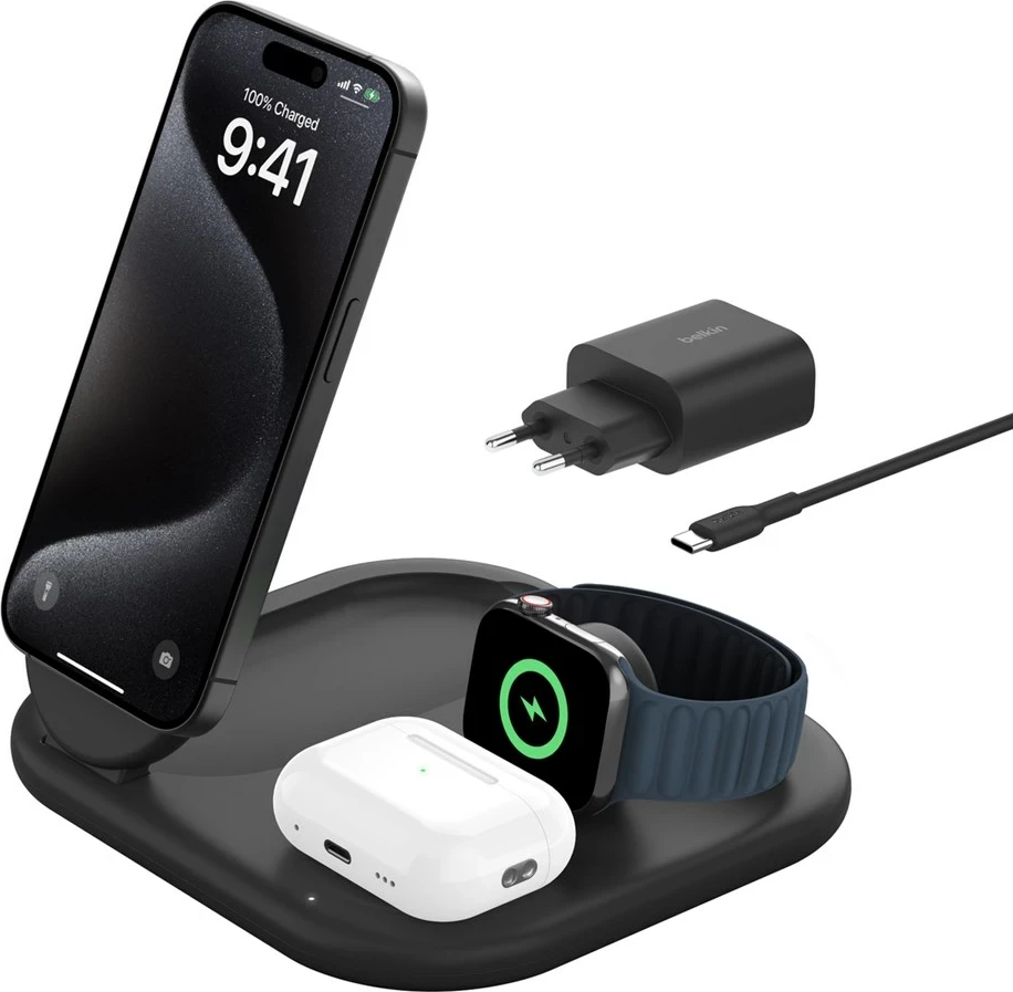 Mbushës wireless Belkin BoostCharge, për celular, smartwatch, Ngjyrë e zezë