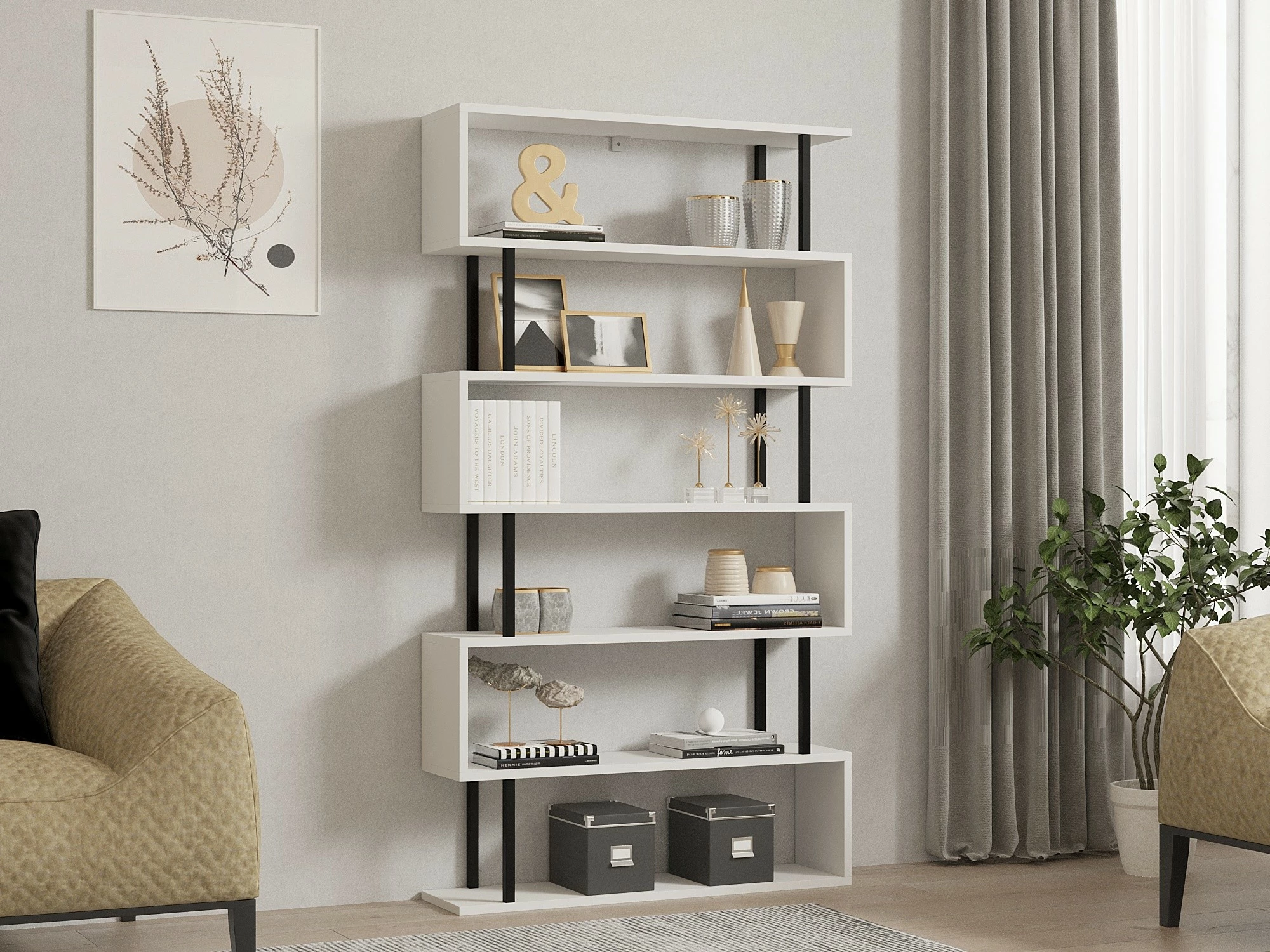 Raft librash Hanah Home, Hector, i bardhë