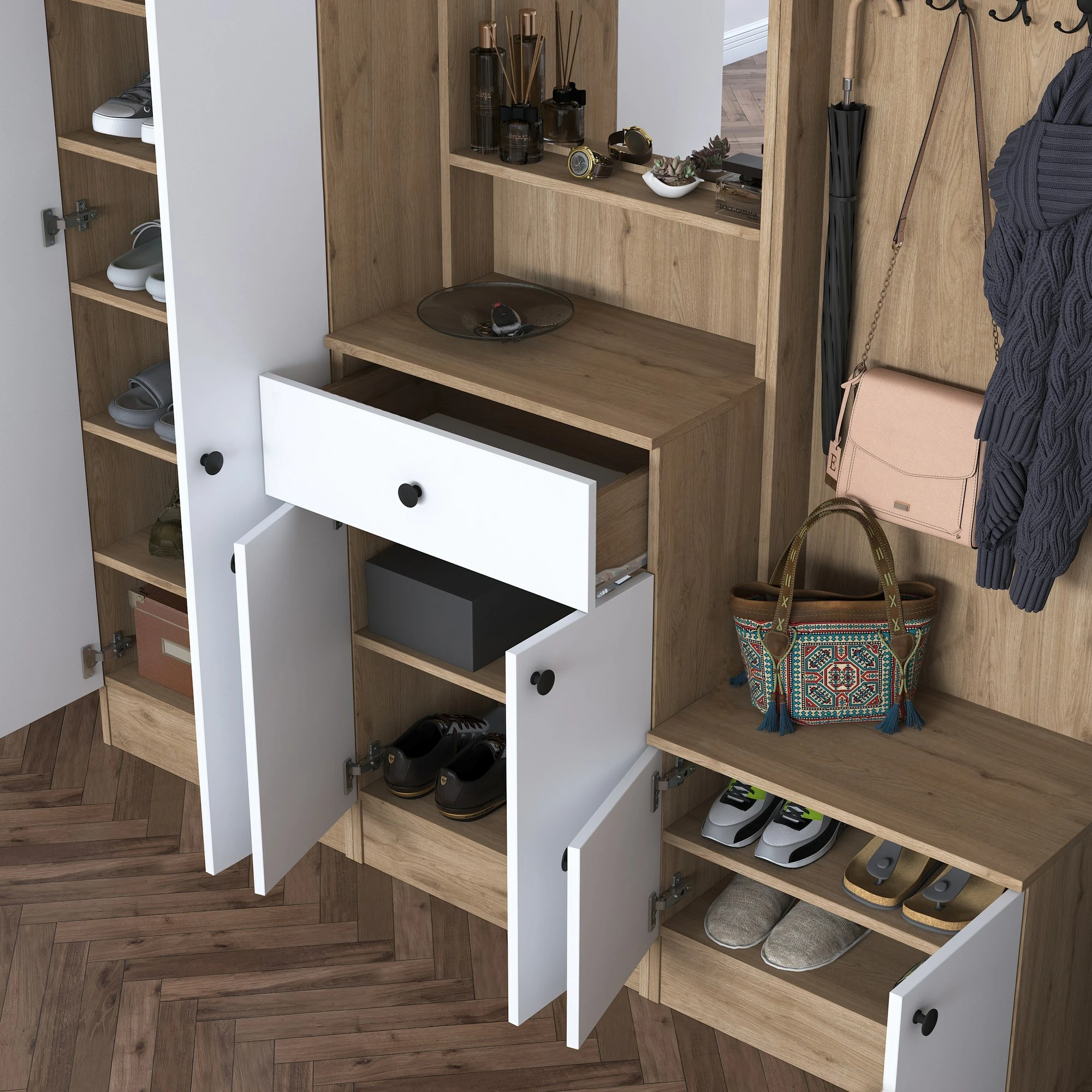 Stendë korridori Skye Decor, ngjyrë arrë dhe e bardhë, P6-M2-2257G