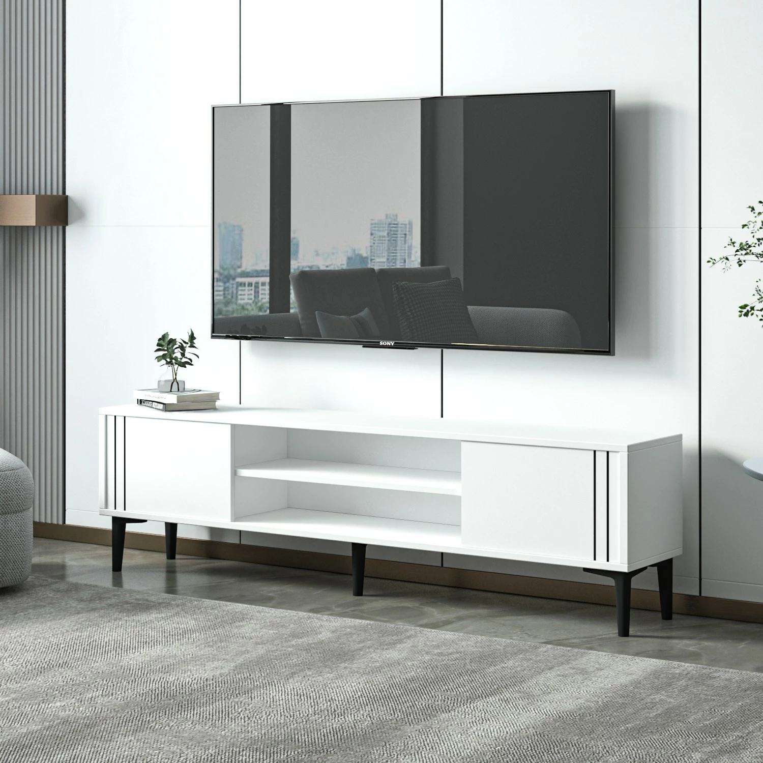 Komodë për TV Hanah Home, ngjyrë e bardhë, Snow
