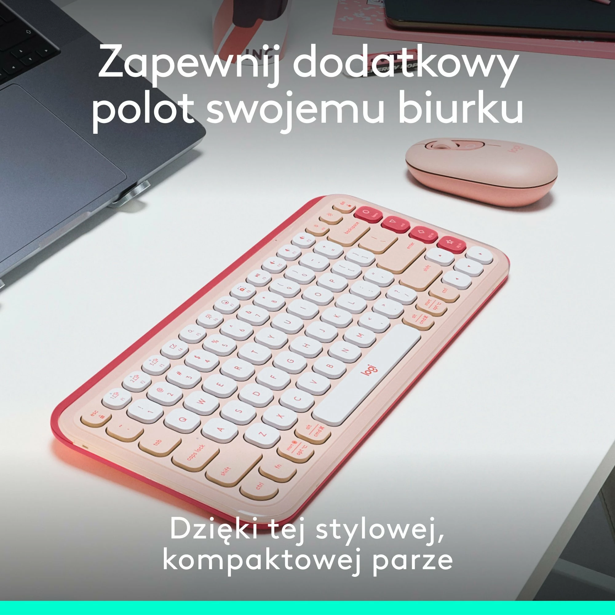 Set tastierë + maus Bluetooth Logitech POP Icon Combo 920-013142, rozë