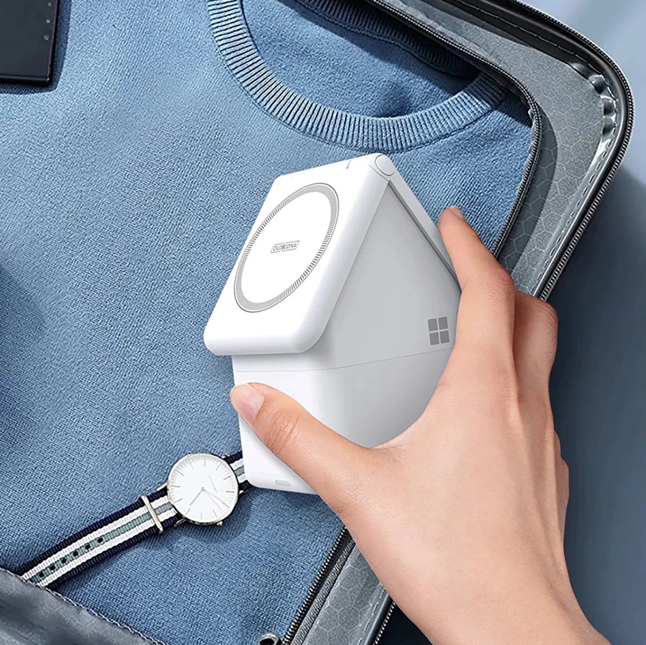 Karikues wireless Duzzona W20 4-në-1 me llambë nate, 15W, për iPhone/Apple Watch/AirPods, Bardhë