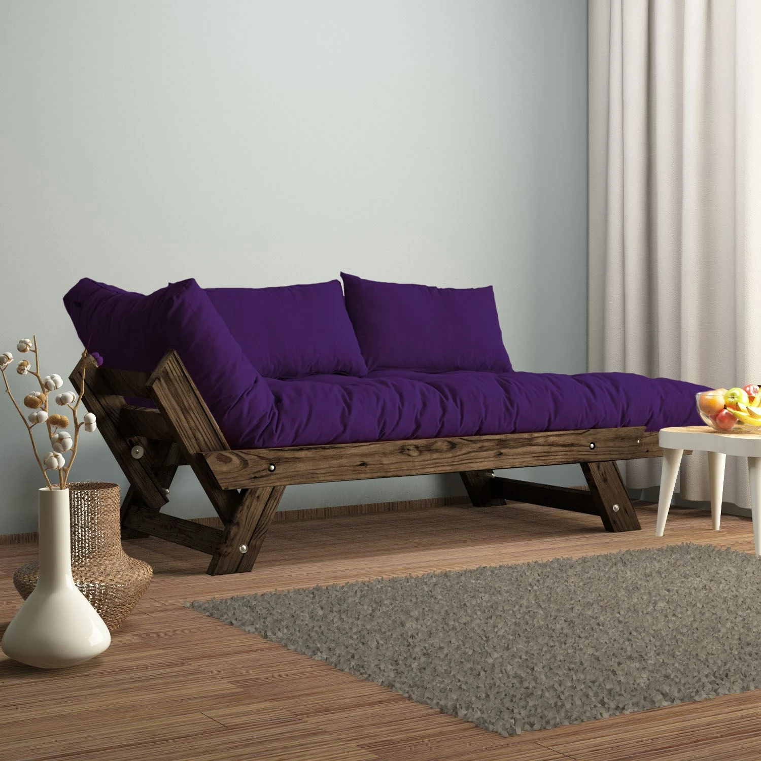 Divan kopshti dy vendësh, Skye Decor, ngjyrë arre dhe lejla, CPT8121-210