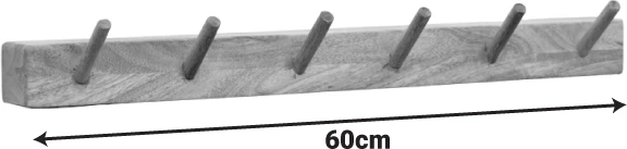 Varëse muri Hokkie, dru akacie natyrale, 60x11x10cm