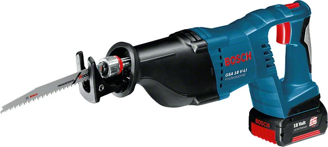 Sharrë shpatë me bateri Bosch GSA 18V-LI, 18V Li-Ion, 2 tehe, shpejtësi e rregullueshme, Blu/Zeze/Kuqe