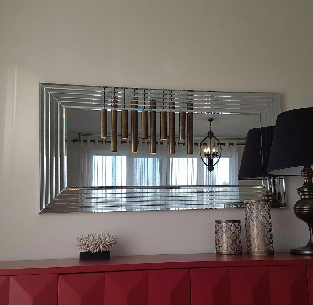 Pasqyrë moderne Hanah Home, A305Y, ngjyrë argjendi, 130x65cm