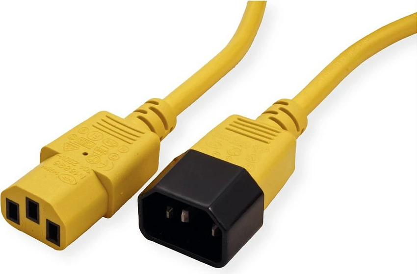Kabllo rryme ROLINE 19.08.1532, IEC 320 mashkull-në-femër, 3 m, 10A/250V, e verdhë