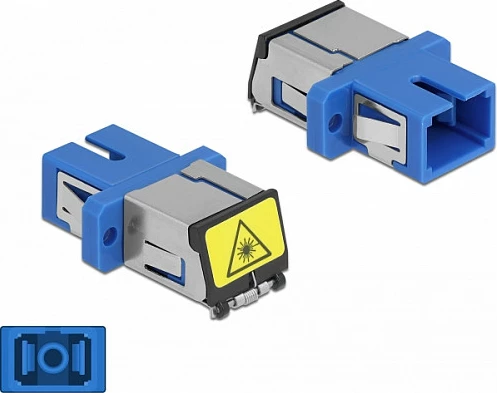 Kuplues fibër optike DeLOCK SC-SC Simplex, single-mode, me mbrojtje lazeri, blu