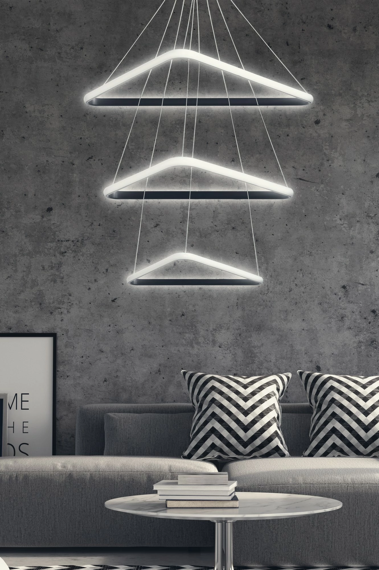 Llambë tavani Opviq Trinity Triangle set, trup i zi, dritë e bardhë