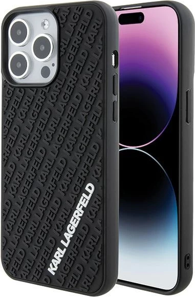 Mbështjellës Karl Lagerfeld 3D Rubber Multi Logo për iPhone 15 Pro Max, i zi