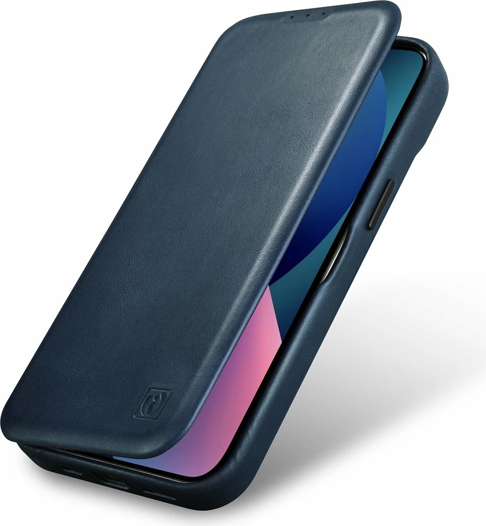 Mbështjellës iCarer Oil Wax Premium Leather Folio për iPhone 14 Pro Max, MagSafe, Kaltër