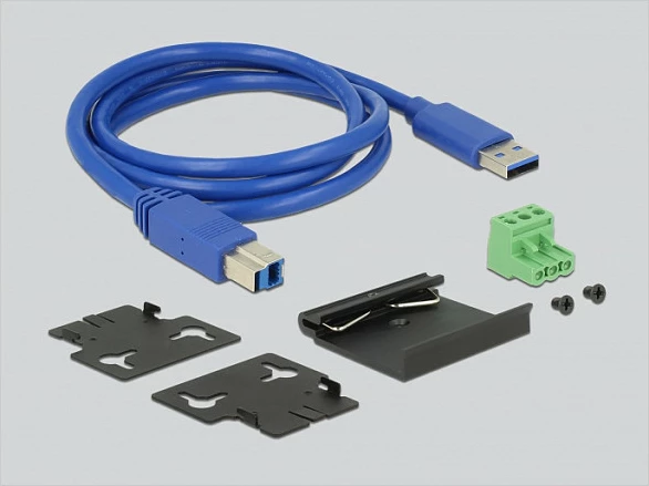 USB hub industrial DeLOCK 63311, 7x USB-A, USB 3.2 Gen1, 5 Gbps, me furnizim DC, i zi