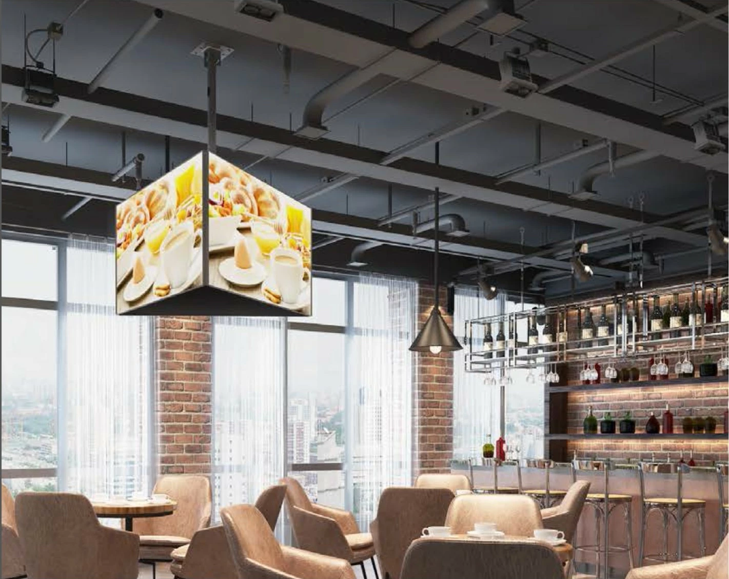 Mbajtës tavani për 3 TV, Equip, 32-65 inç, 90 kg, i zi