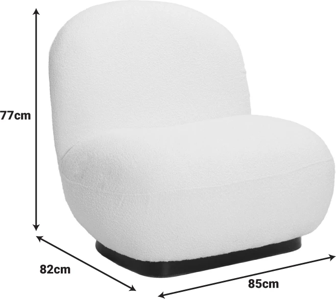 Fotel Rosalie, material teddy gri i errët, bazë e zezë, 85x82x77cm