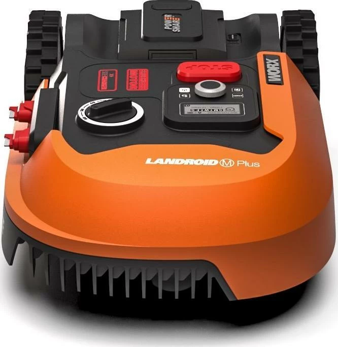 Kositëse bari robotike Worx Landroid M700 Plus WR167E, 700 m², bateri 20V 4Ah, Wi‑Fi/Bluetooth, portokalli/zi