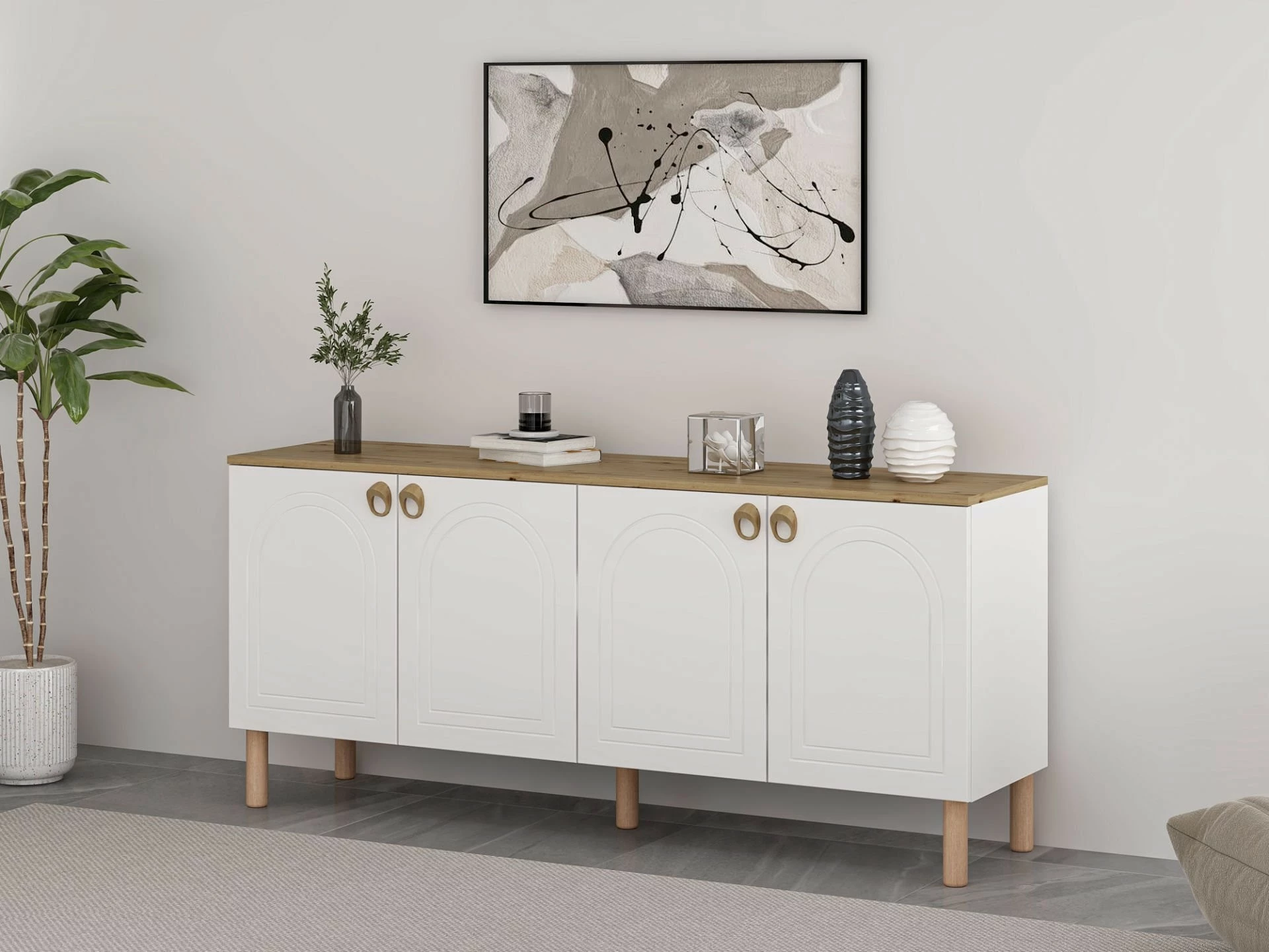 Konsol Skye Decor, ngjyrë e bardhë, Lotus