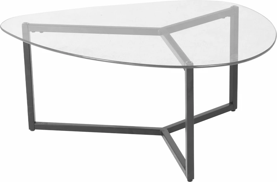 Set tavolinash kafeje Rocks, 2 copë, xham transparent-fume, këmbë të zeza, 82x59x40cm