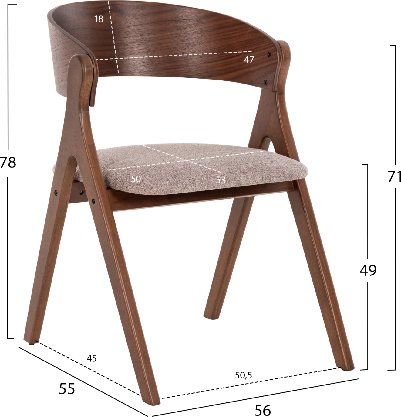 Karrige ngrënieje NEKKER FH9739.02 dru gome ngjyrë arre-bezhë, set prej 2 copë
