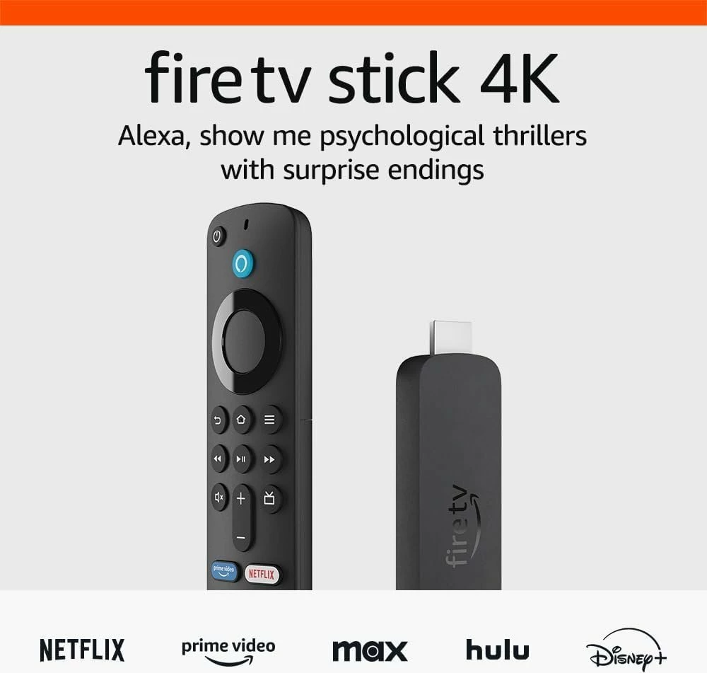 Stick streaming Amazon Fire TV Stick 4K 3rd Gen (2024) 8GB, Wi‑Fi 6, i zi, set me telekomandë Alexa