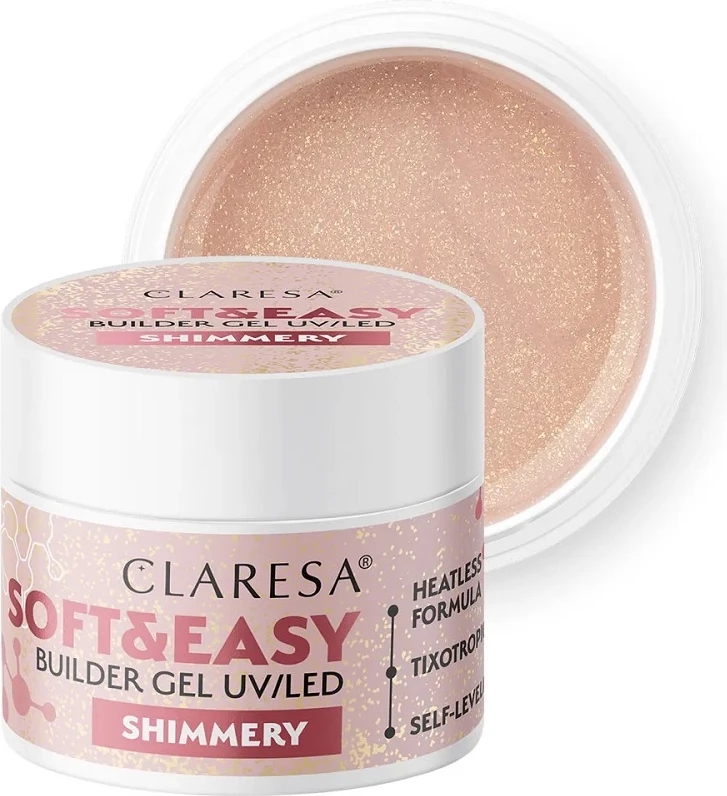 Xhel ndërtues për thonj Claresa Soft&Easy Builder Gel për femra Shimmery 12g