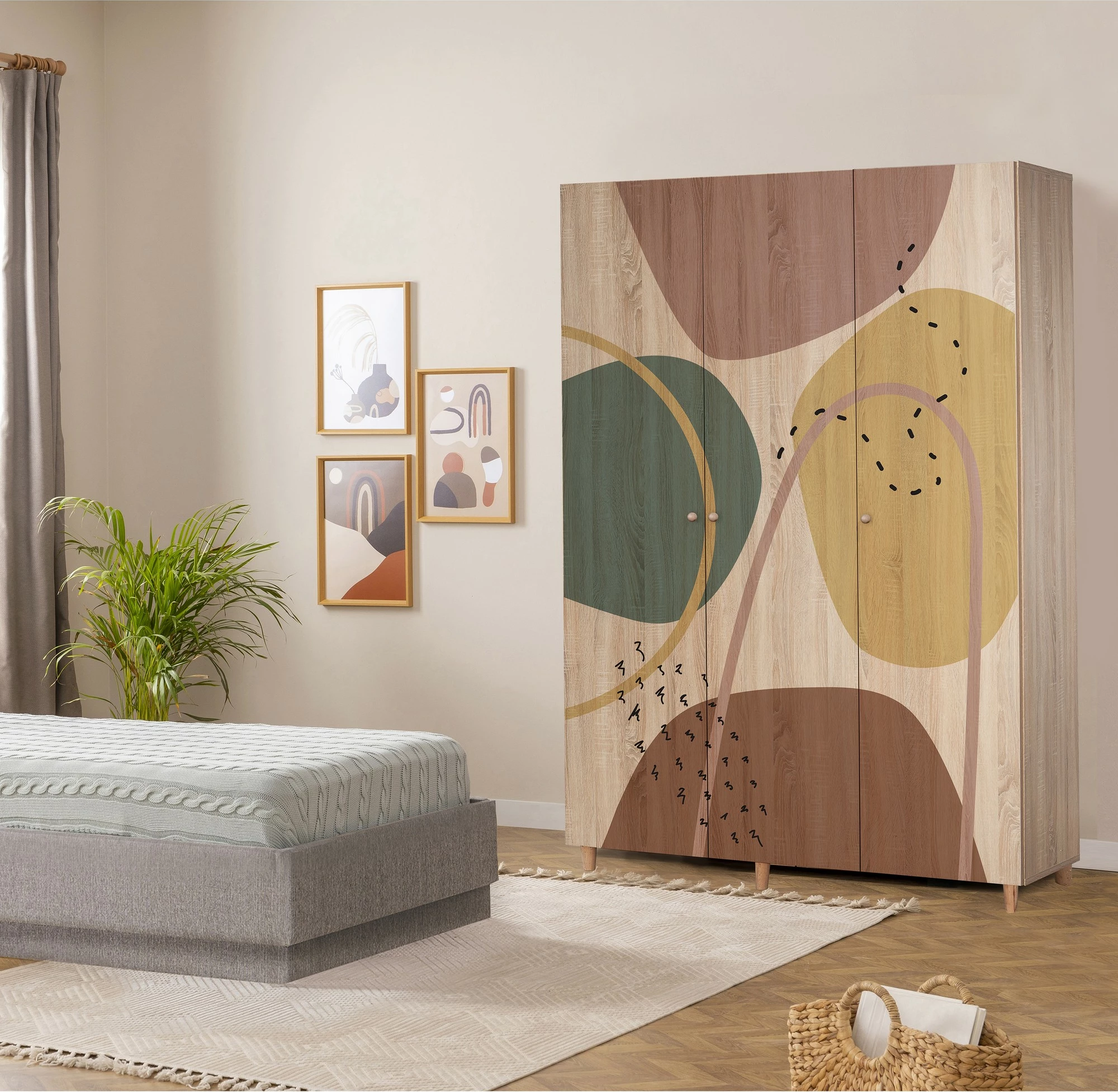 Dollap Lena 3, ngjyrë sonomo, Skye Decor, 135x192x52cm